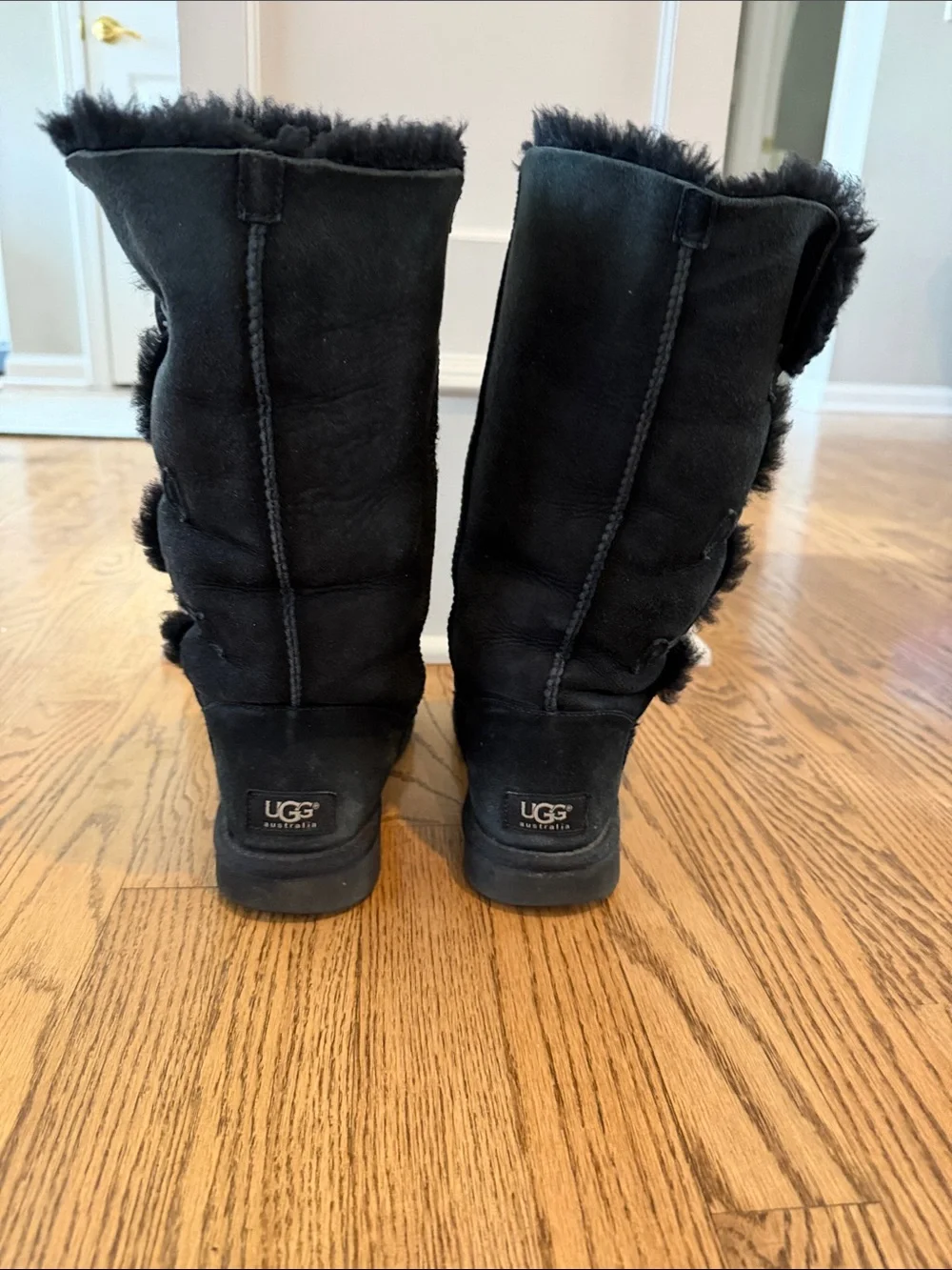 UGG Black Women's Tall Button Sheepskin Boots